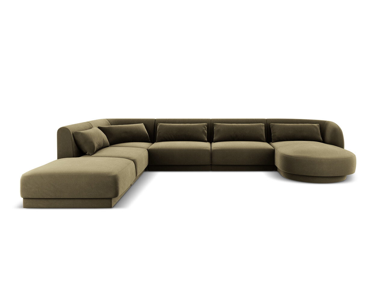 Coltar panoramic stanga 6 locuri, Tulum, Cosmopolitan Design, 330x255x70 cm, catifea, verde - imagine 6
